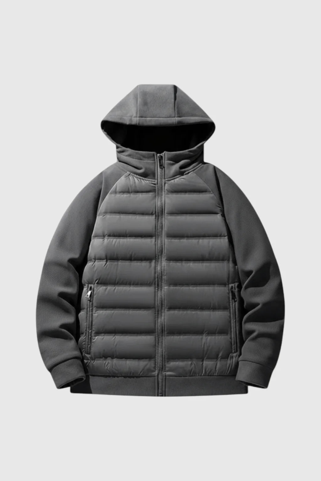 Loose Fit Down Jacket with Hood – Charcoal Grey