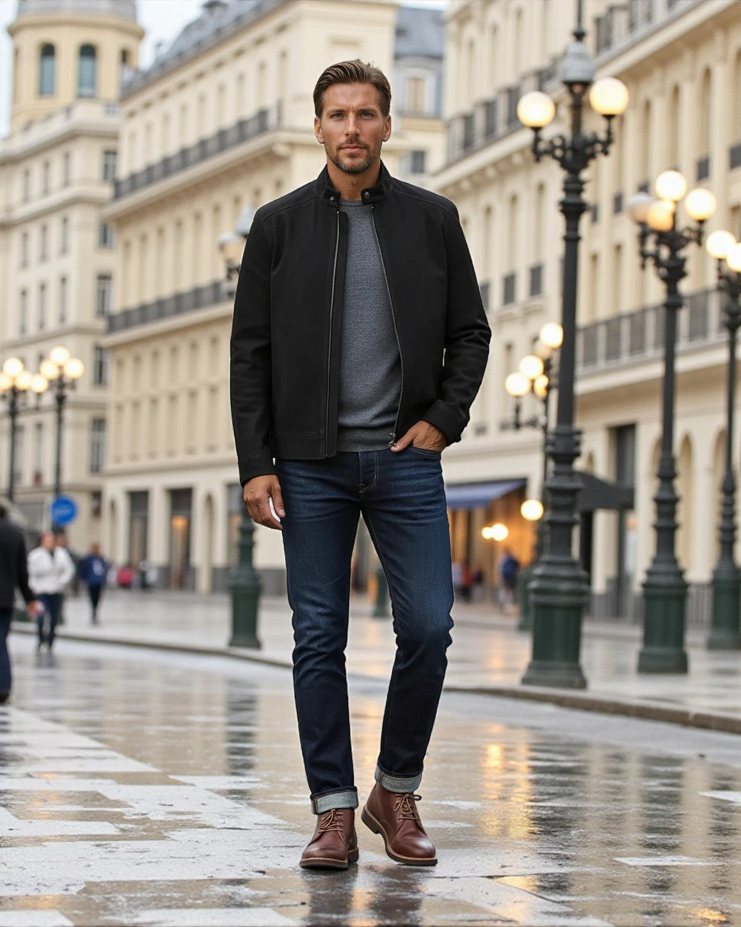 Milan Structured Everyday Suede-Look Jacket - Black