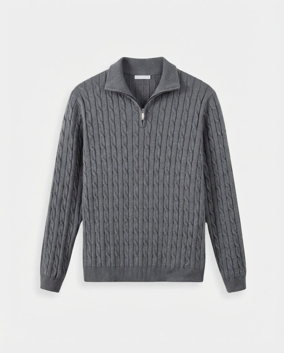 The Old Money Quarter Zip Knit Gray