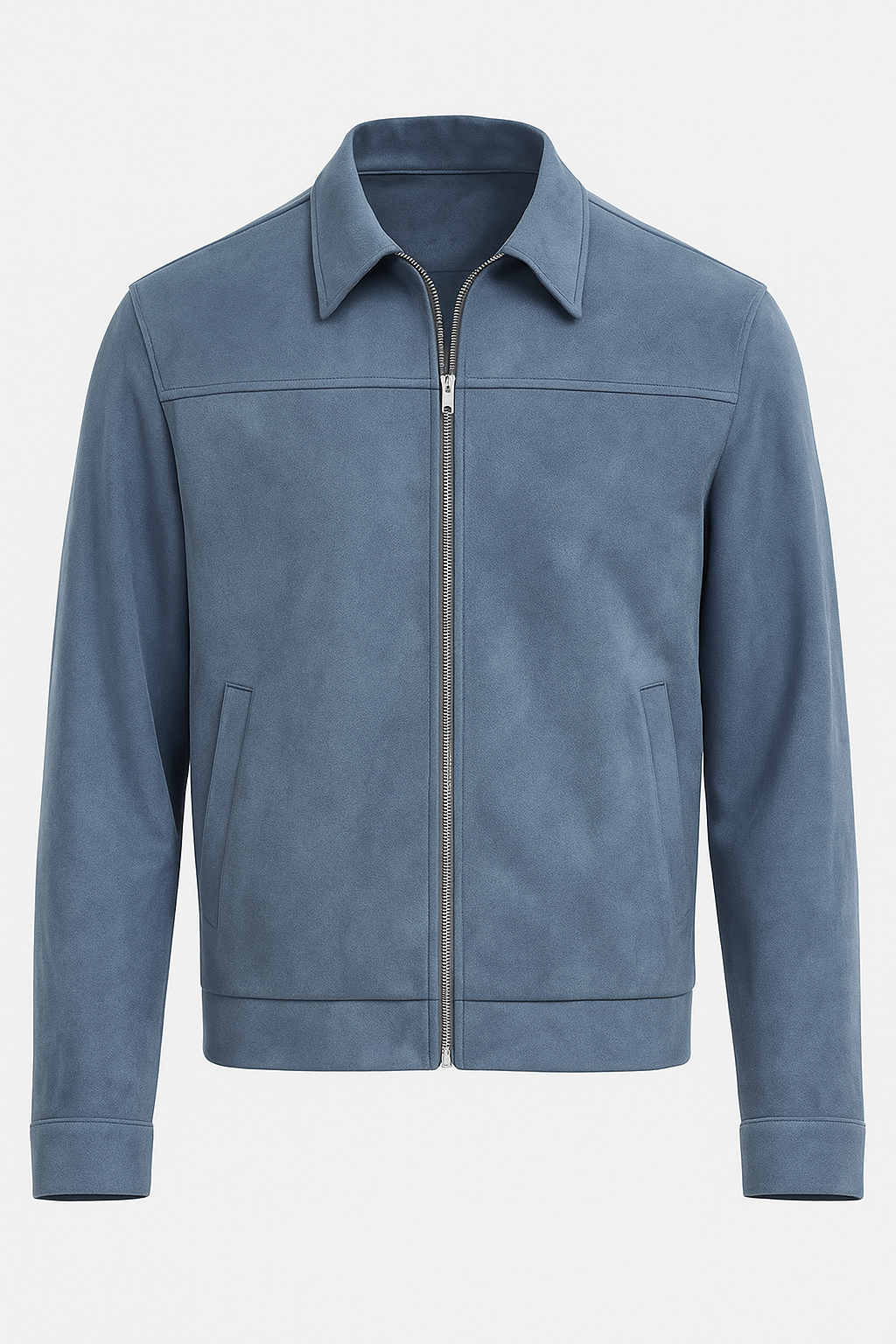 Dusty Blue Suede Jacket for Men – Elegant and Versatile Everyday Jacket