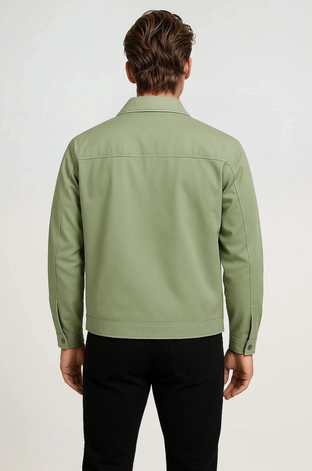 Lightweight Twill Jacket for Men – Pea Green – Regular Fit