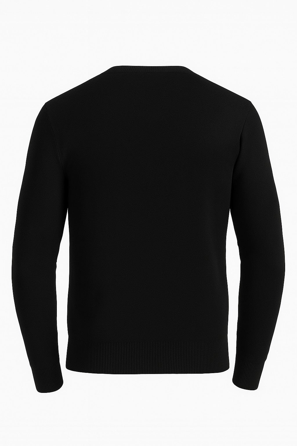 Men's Classic Crew Neck Pullover Sweater – Solid Color, Ribbed Details, Casual Fit – Black