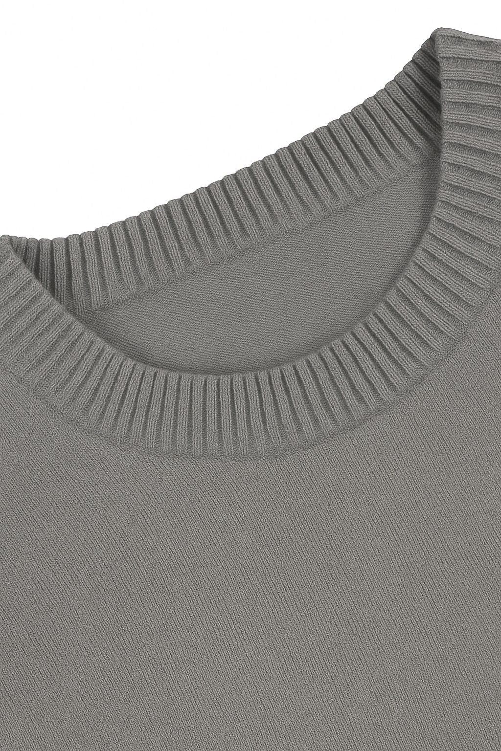 Men's Classic Crew Neck Pullover Sweater – Solid Color, Ribbed Details, Casual Fit – Gray