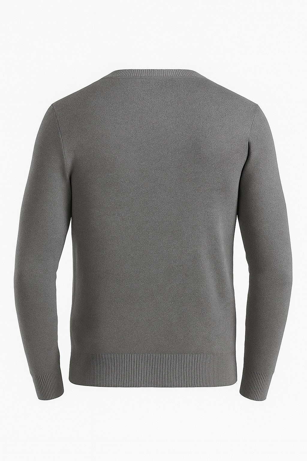 Men's Classic Crew Neck Pullover Sweater – Solid Color, Ribbed Details, Casual Fit – Gray
