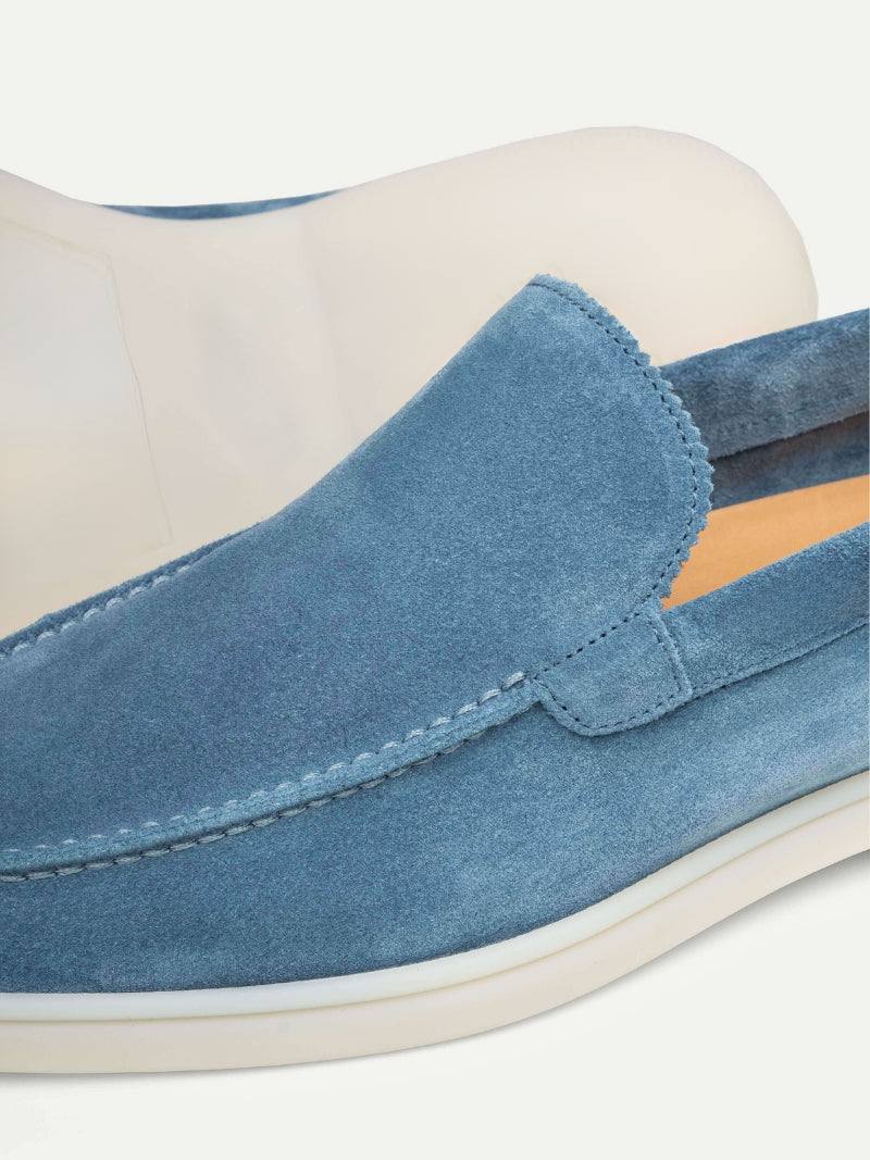 Ocean Blue Suede Loafers–Classic Men’s Slip-On Shoes,Soft Suede Casual