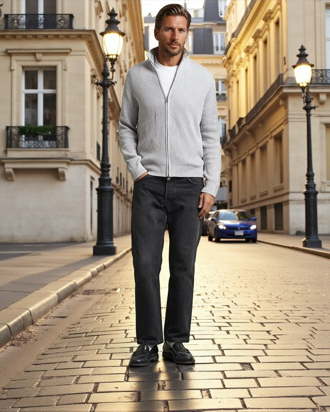 Montclair Knitted Zip Ribbed Cardigan