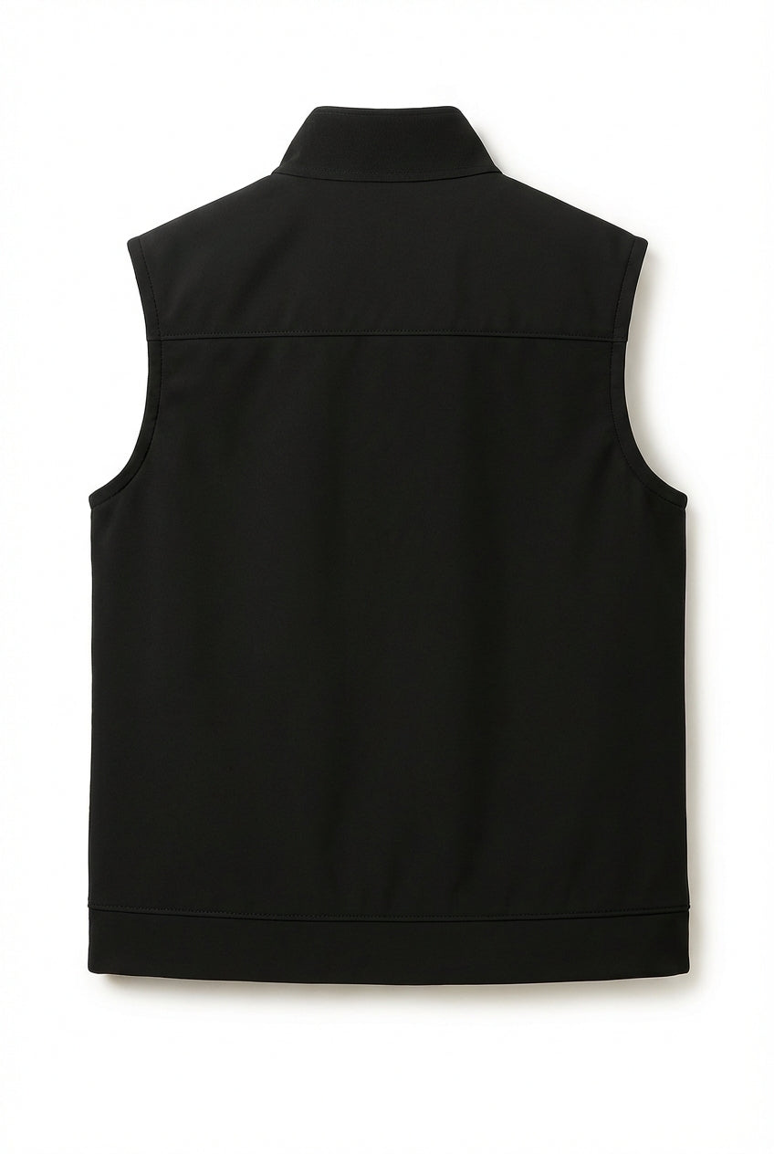 Casual Stand Collar Vest with Zipper – Black Cotton Blend