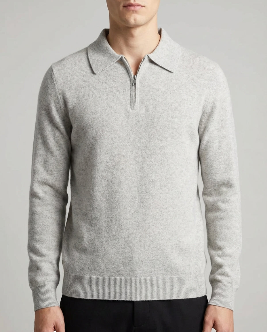 Chamberlain Wool Quarter Zip Polo - Gray