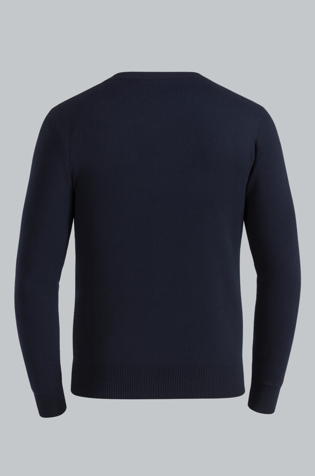 Men's Classic Crew Neck Pullover Sweater – Solid Color, Ribbed Details, Casual Fit – Navy