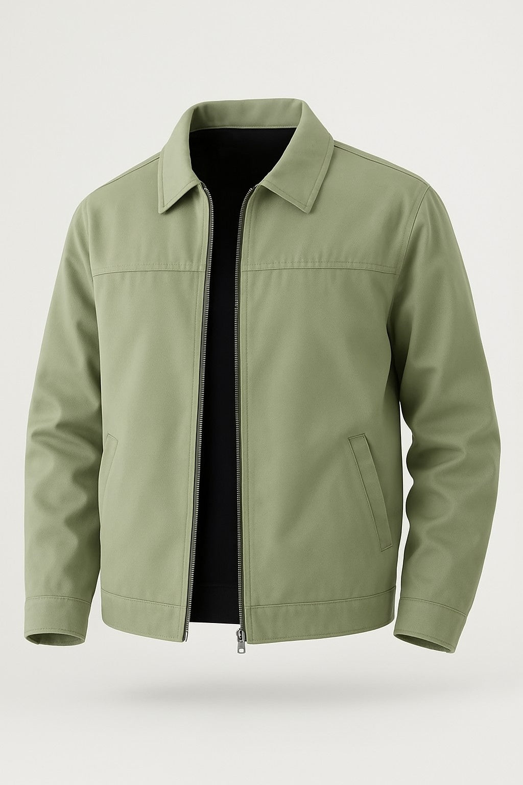 Lightweight Twill Jacket for Men – Pea Green – Regular Fit