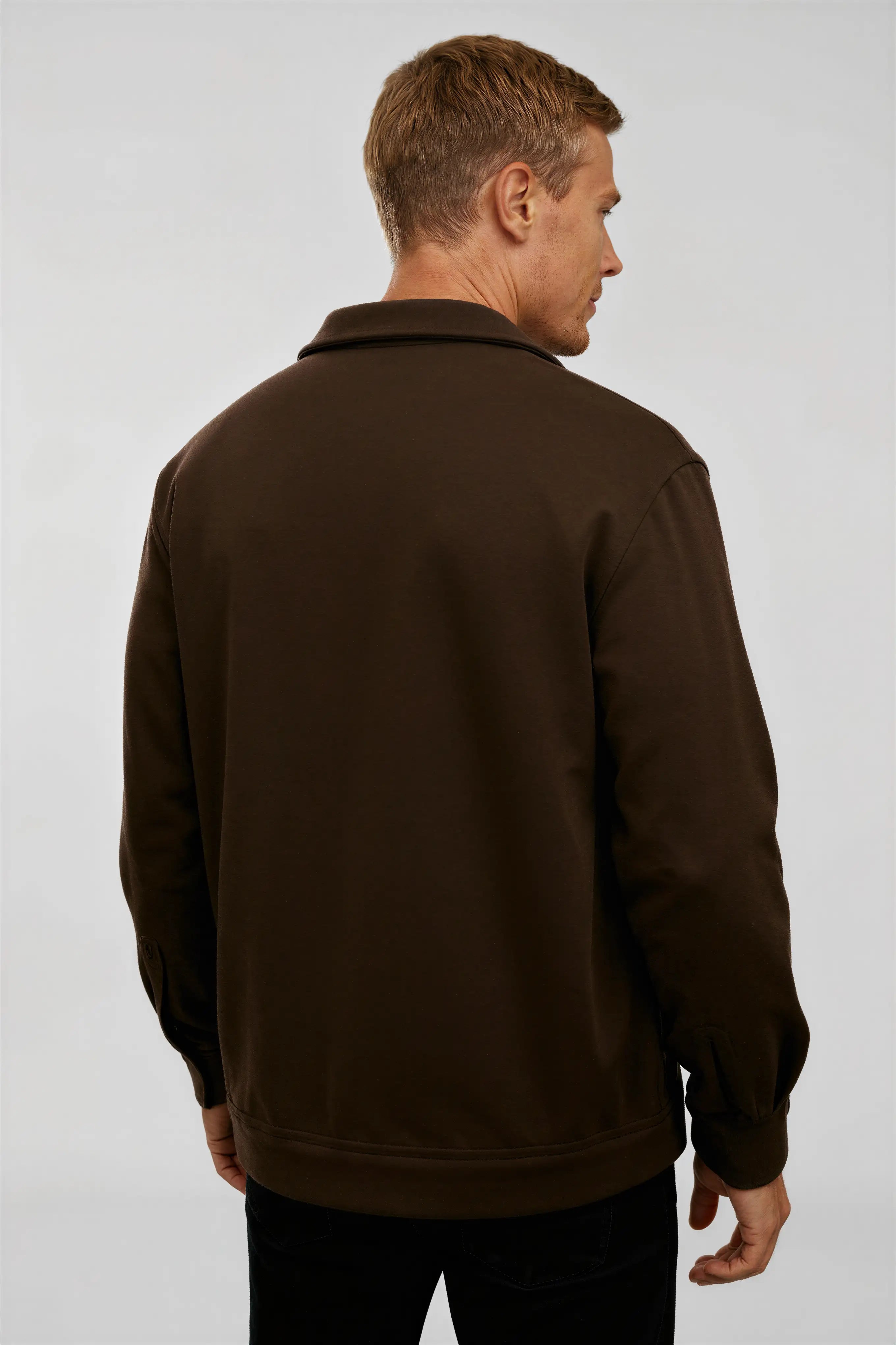 Coffee Brown Brushed Overshirt Jacket