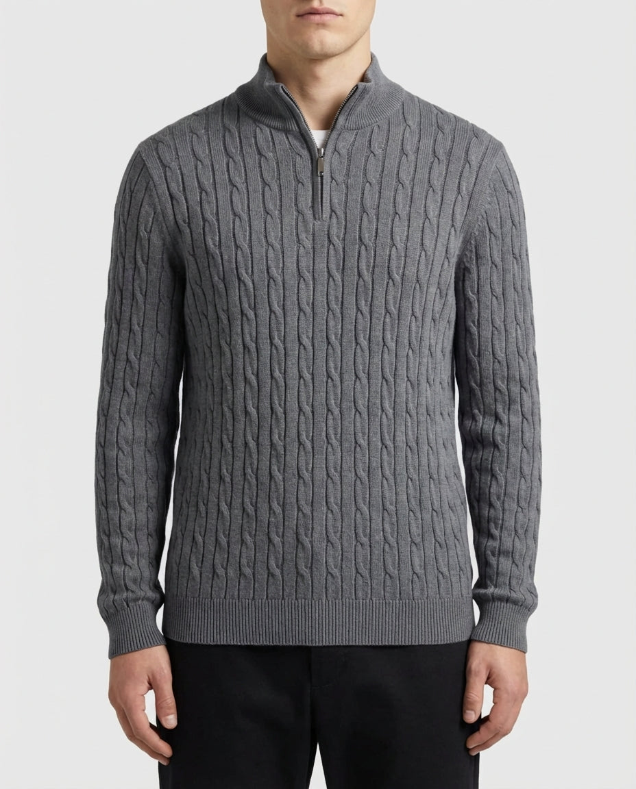 The Old Money Quarter Zip Knit Gray