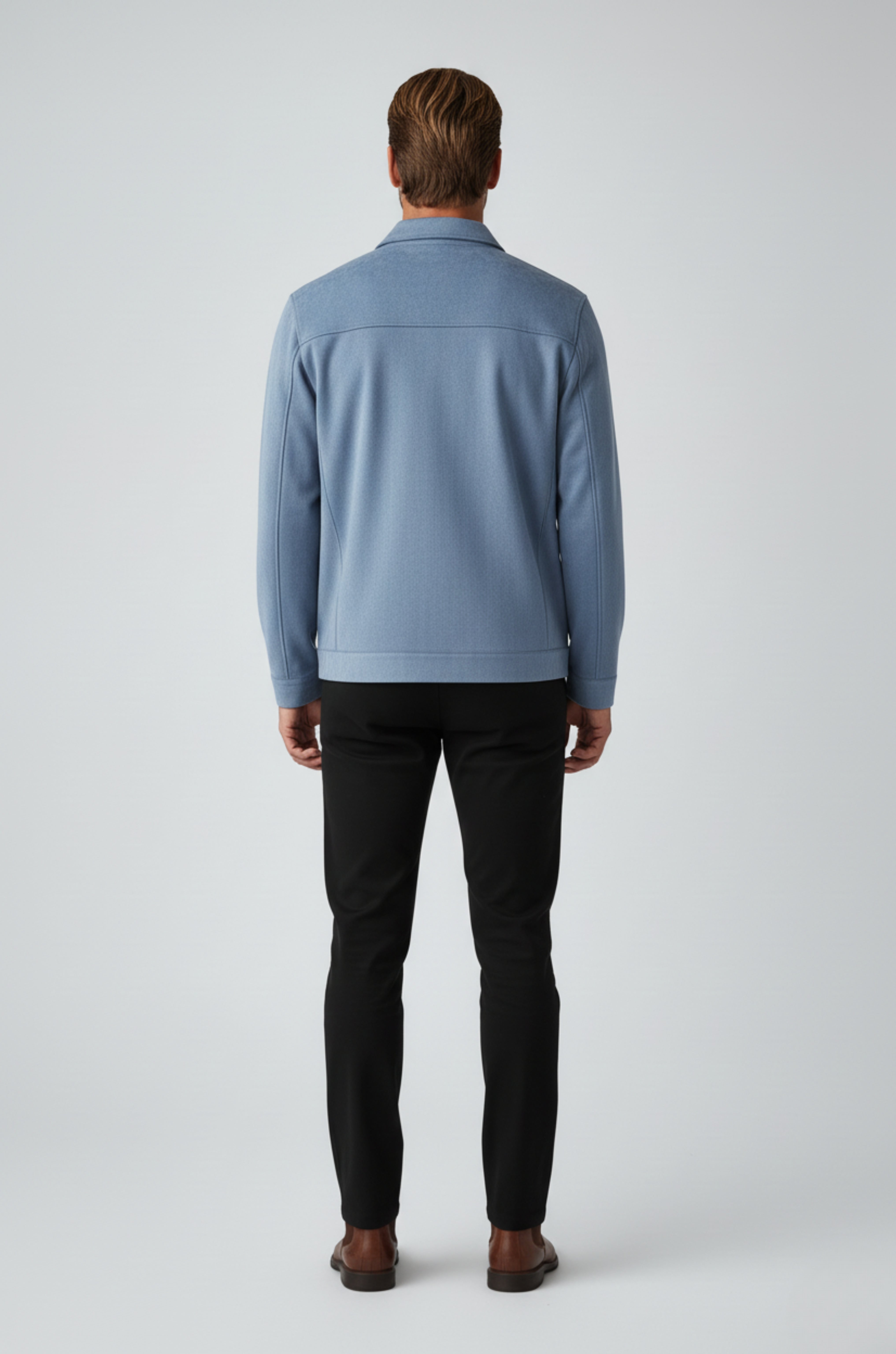 Dusty Blue Suede Jacket for Men – Elegant and Versatile Everyday Jacket