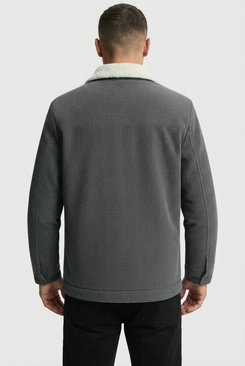 men's corduroy jacket - with Sherpa Collar and Snap Buttons