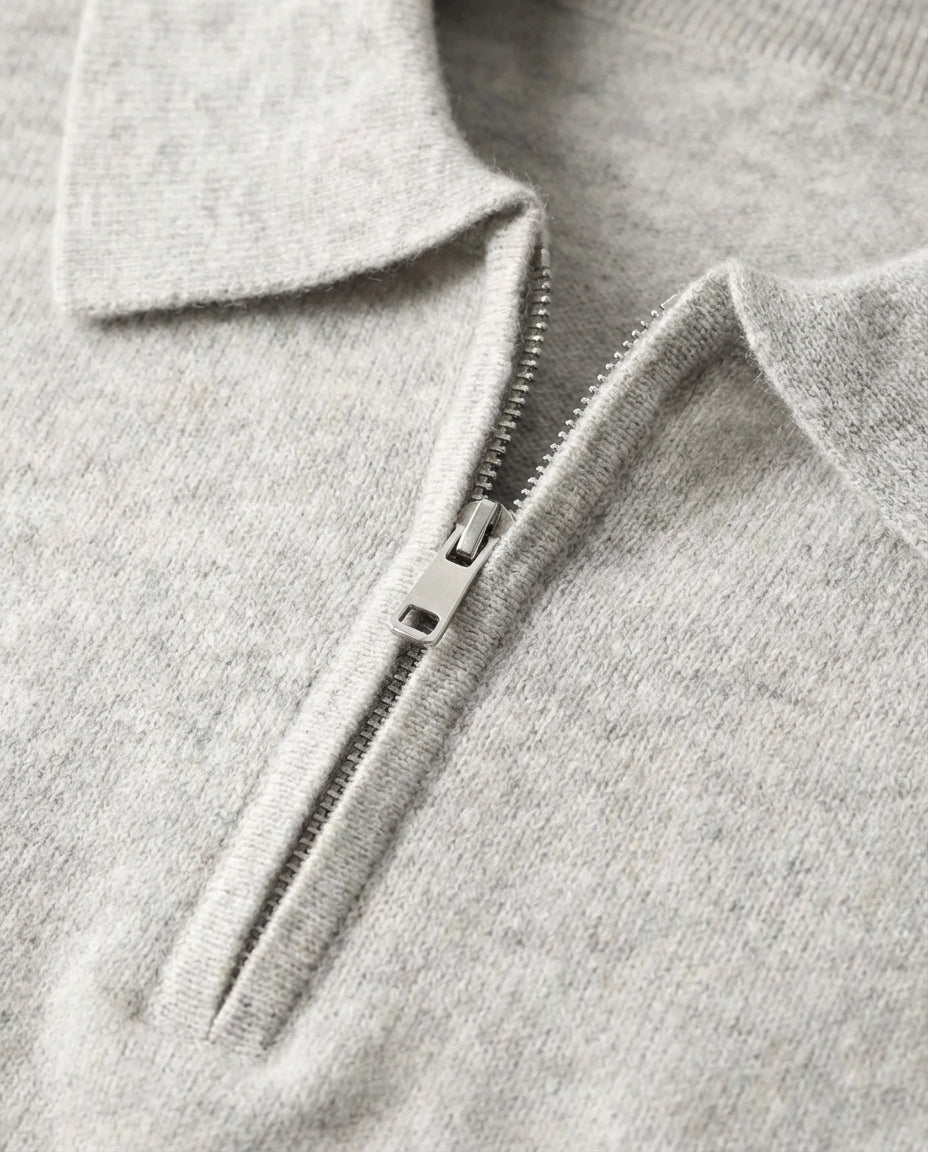 Chamberlain Wool Quarter Zip Polo - Gray