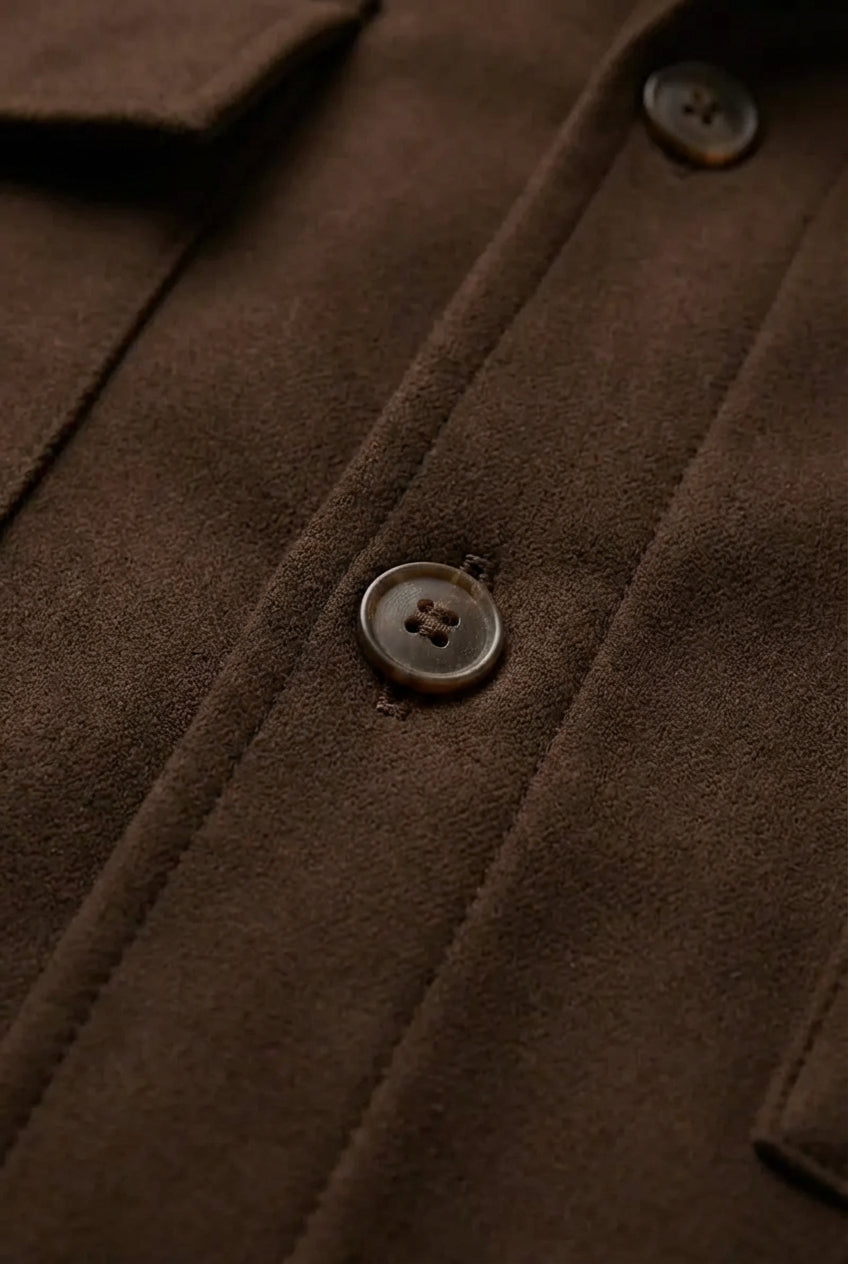 Coffee Brown Overshirt Jacket –Men’s Casual Button Up Layering Jacket