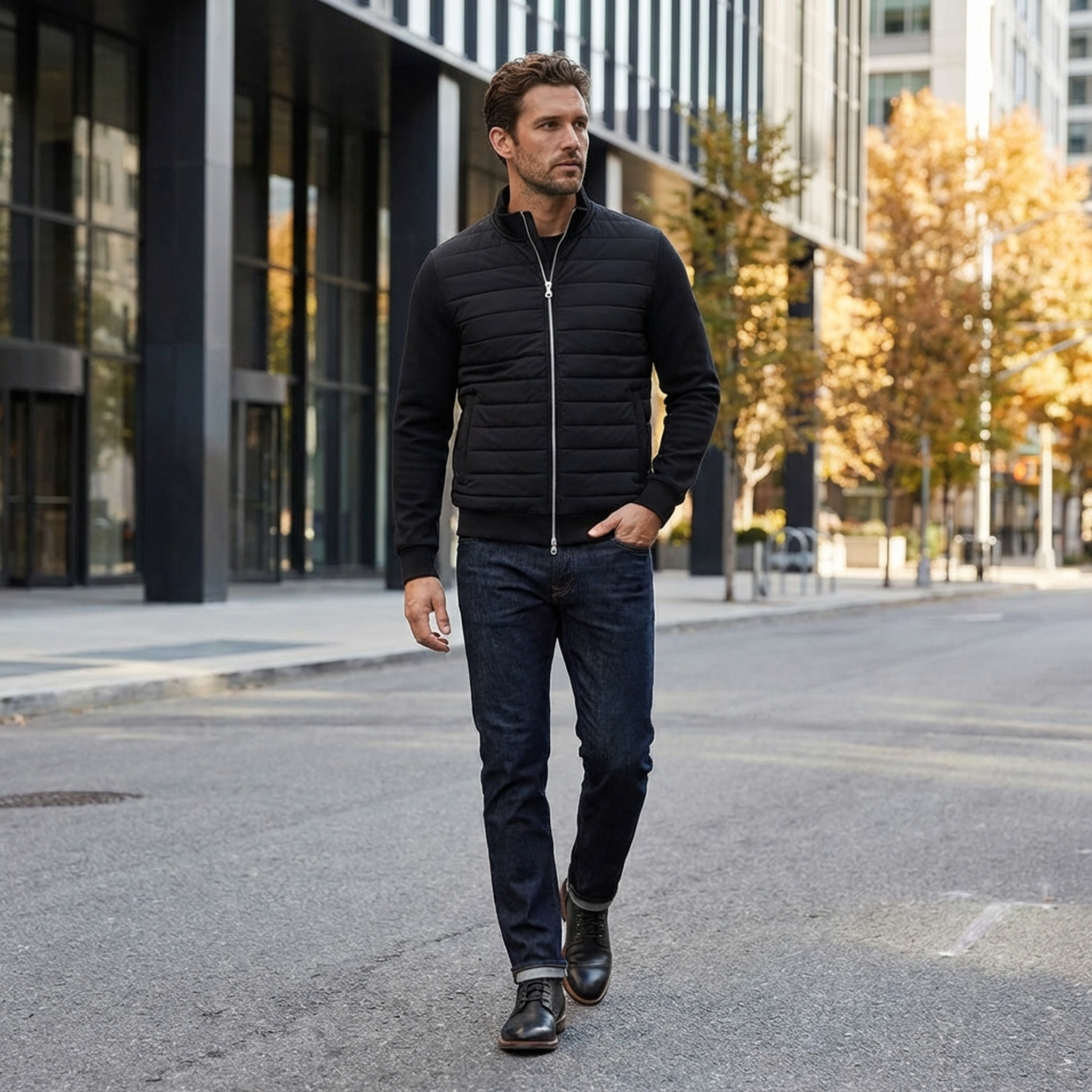 Modern Insulated Winter Jacket Black