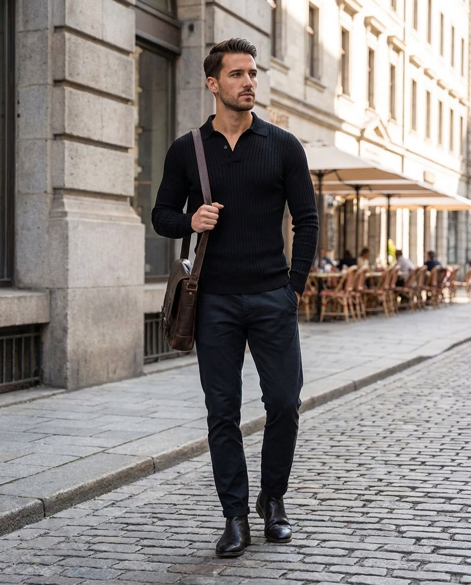 Marais Tailored Ribbed Knit Polo