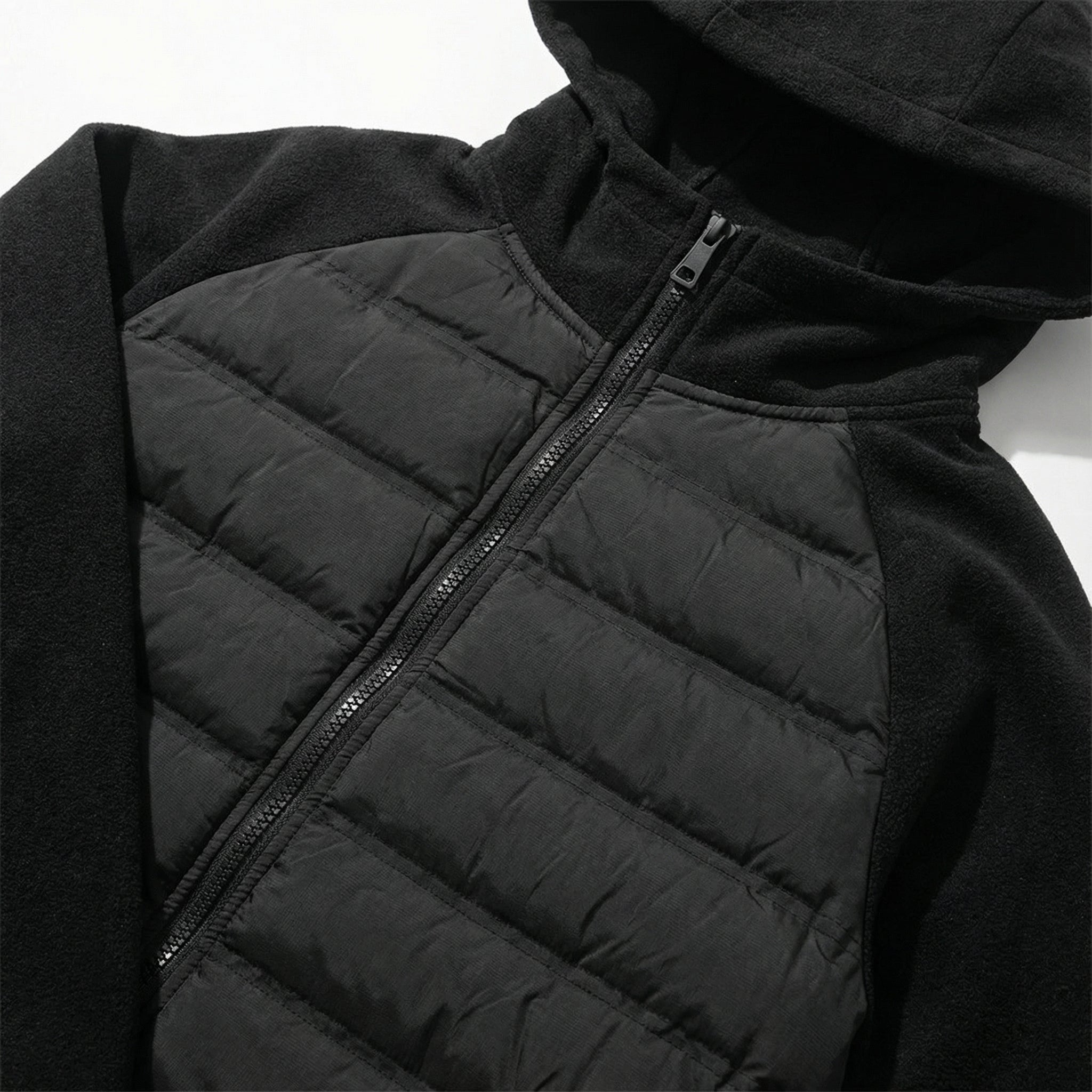 Loose Fit Down Jacket with Hood – Black