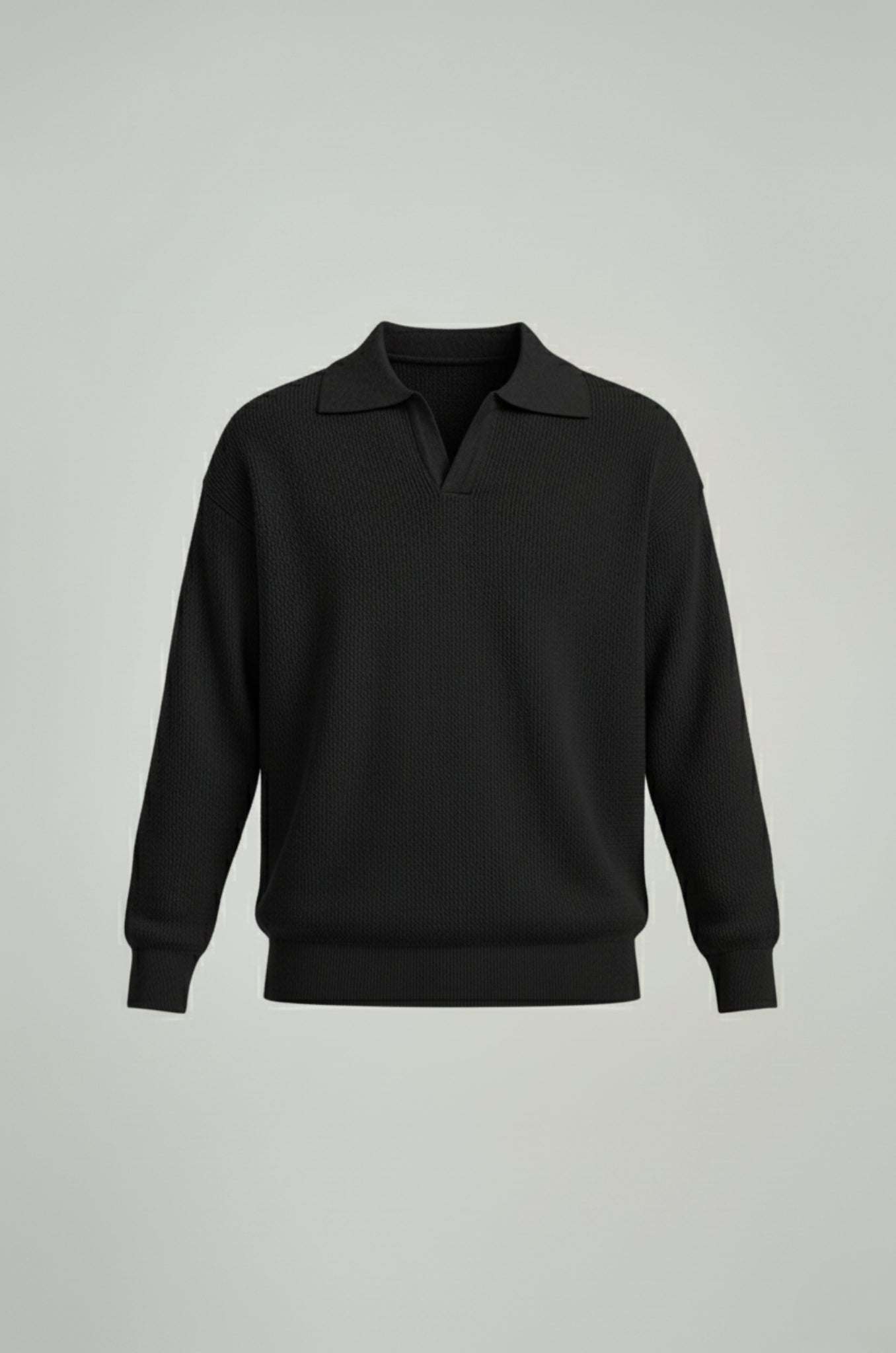 Knitted Shirt with Lapel Collar – Regular Fit Casual Knit Top with men