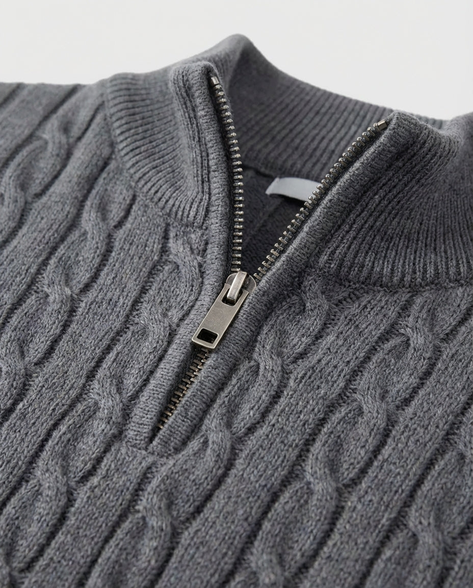 The Old Money Quarter Zip Knit Gray