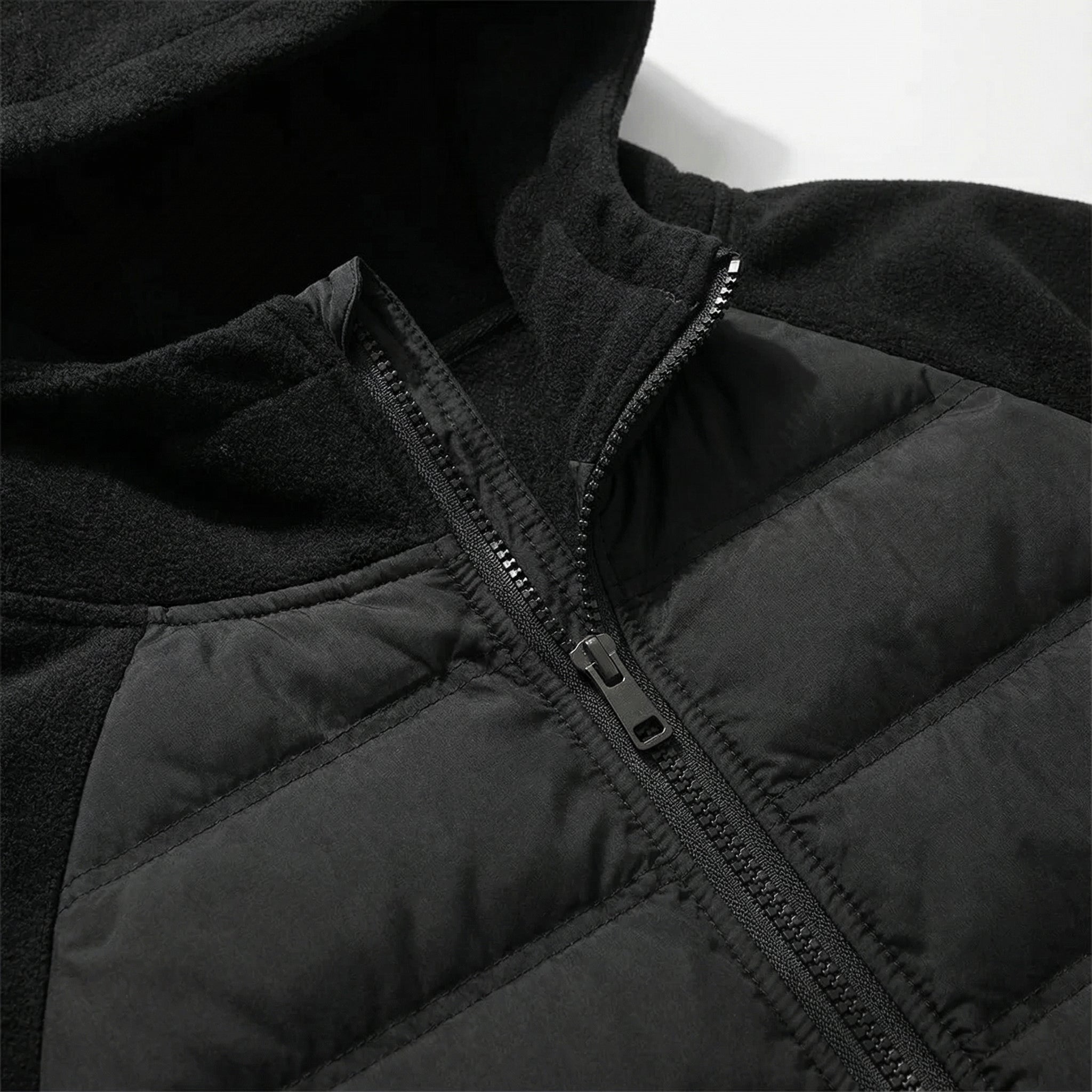 Loose Fit Down Jacket with Hood – Black