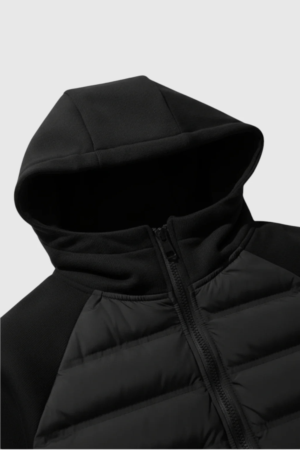 Loose Fit Hooded Jacket with Down – Black