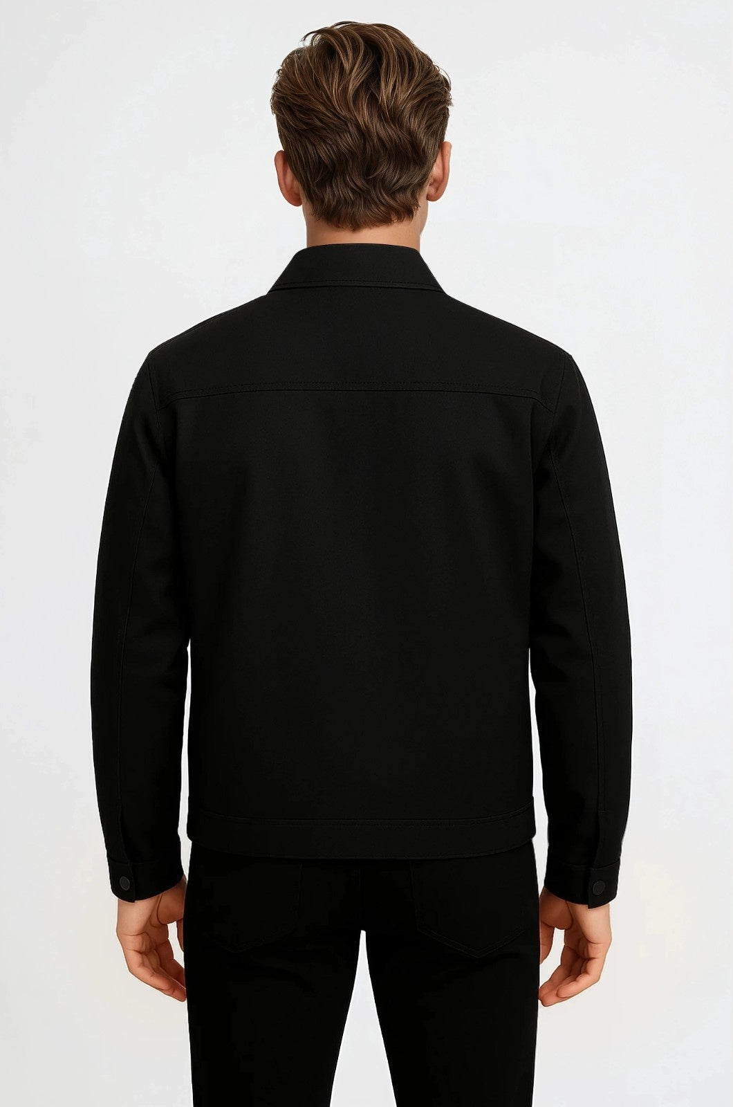Lightweight Twill Jacket for Men – Black – Regular Fit