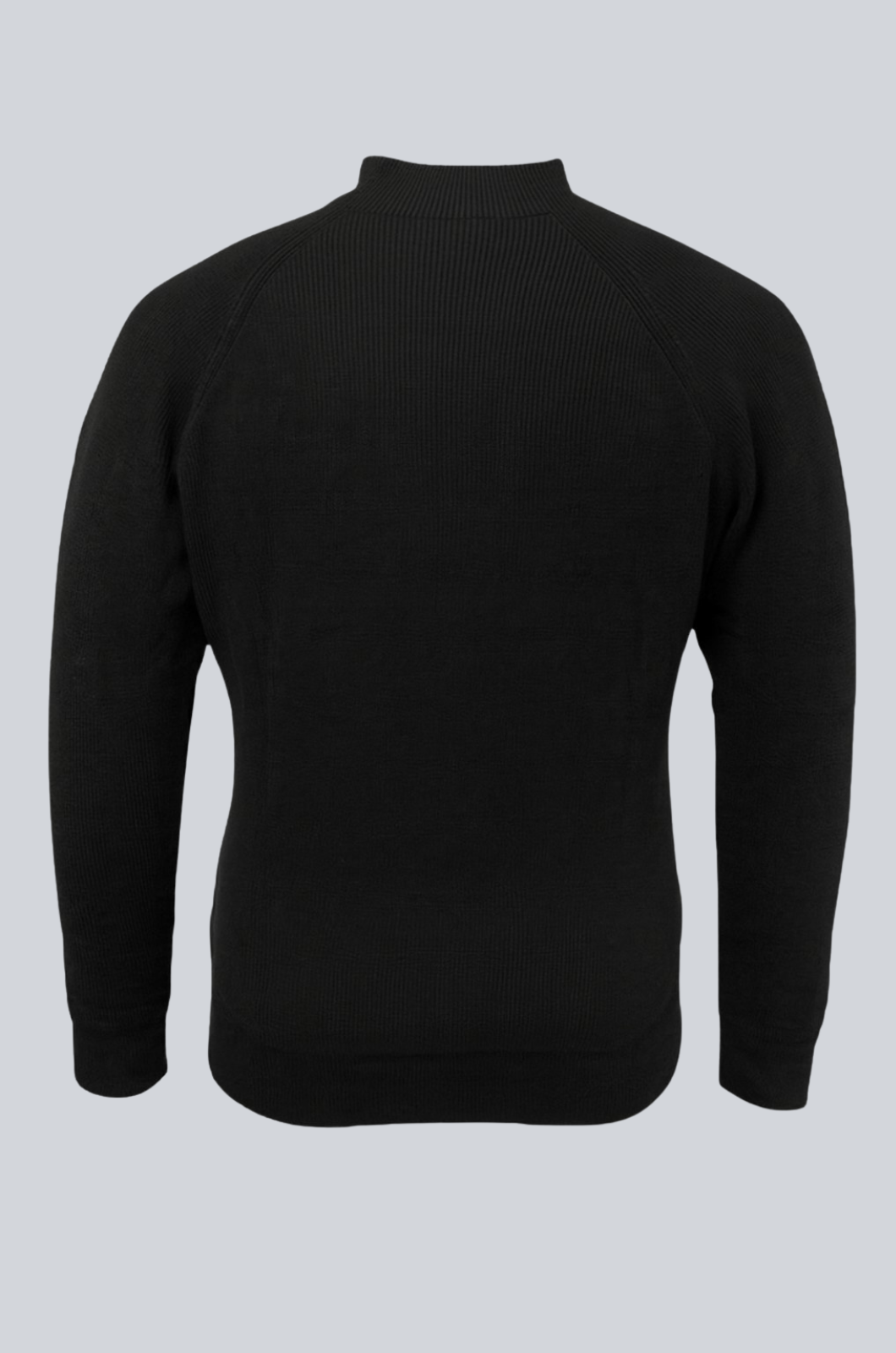 Men's Half-Zip Knit Sweater with Stand Collar – Black