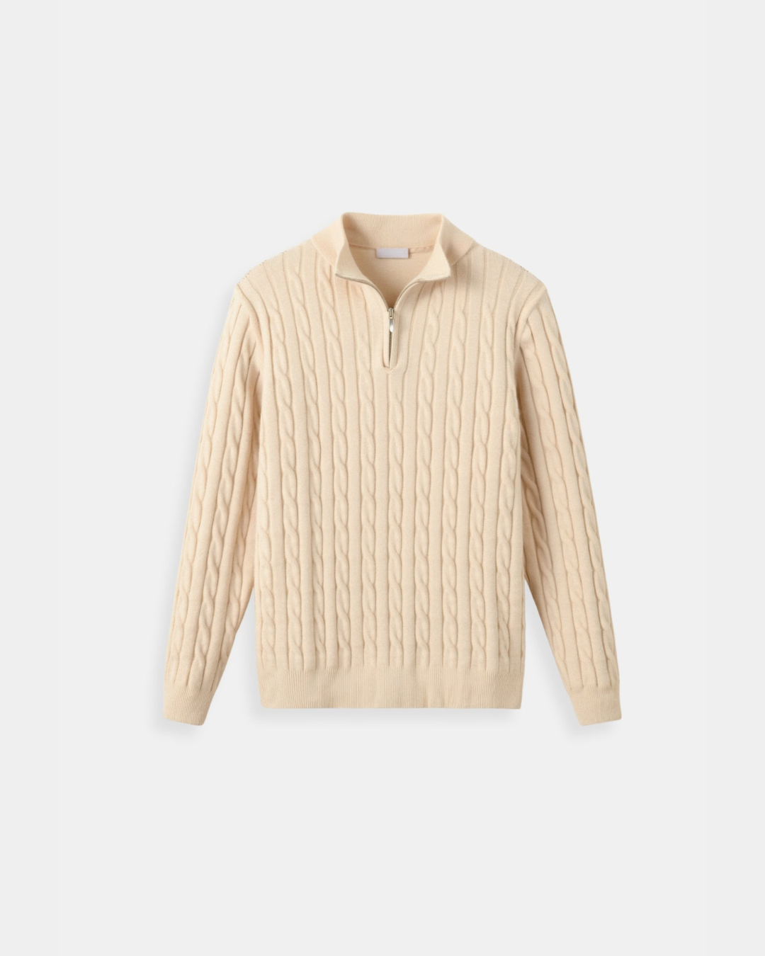 The Old Money Quarter Zip Knit - Beige