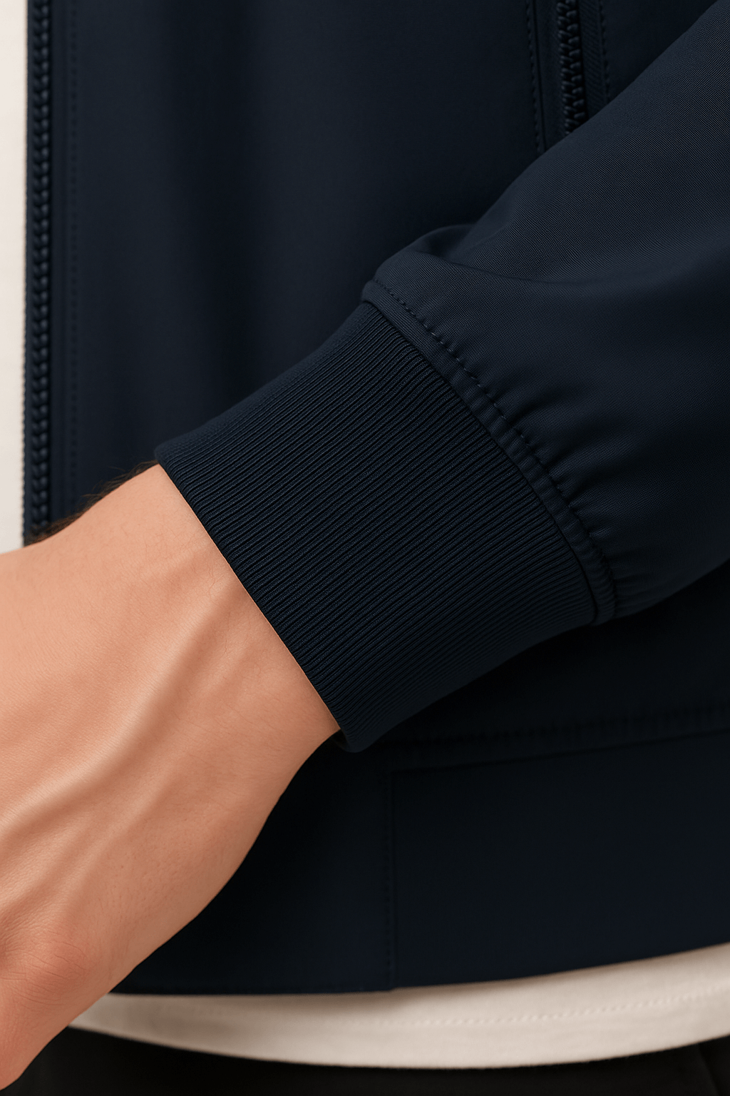 Classic Dark Blue Bomber Jacket