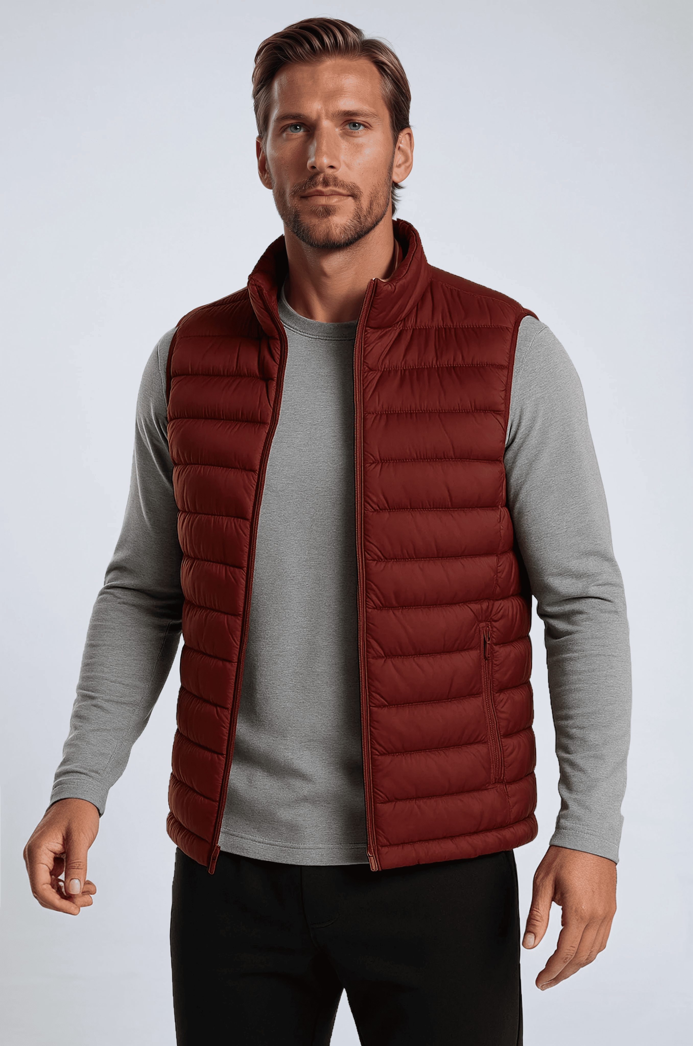 Premium Men's Brick Red Puffer Vest