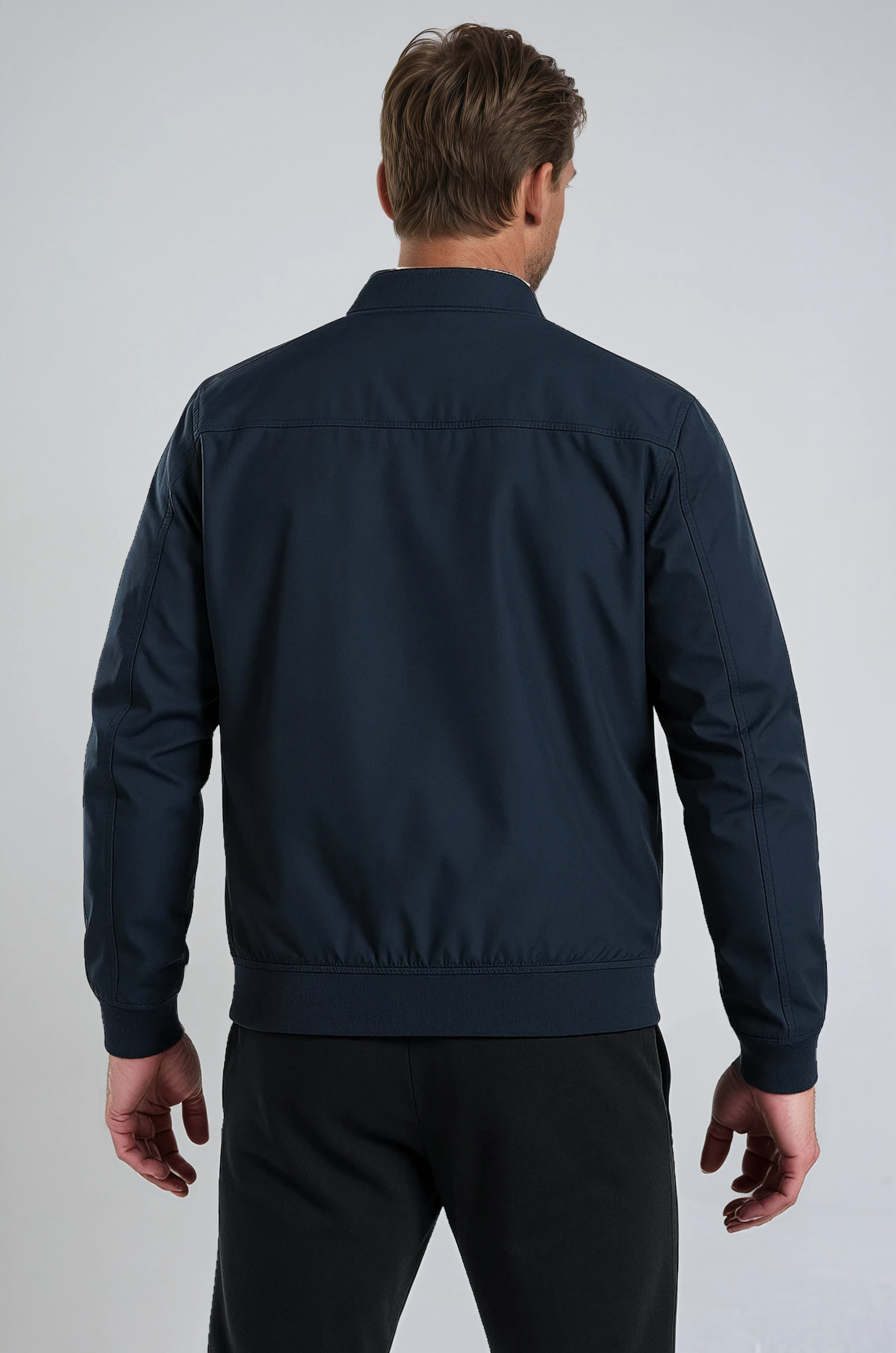 Classic Dark Blue Bomber Jacket