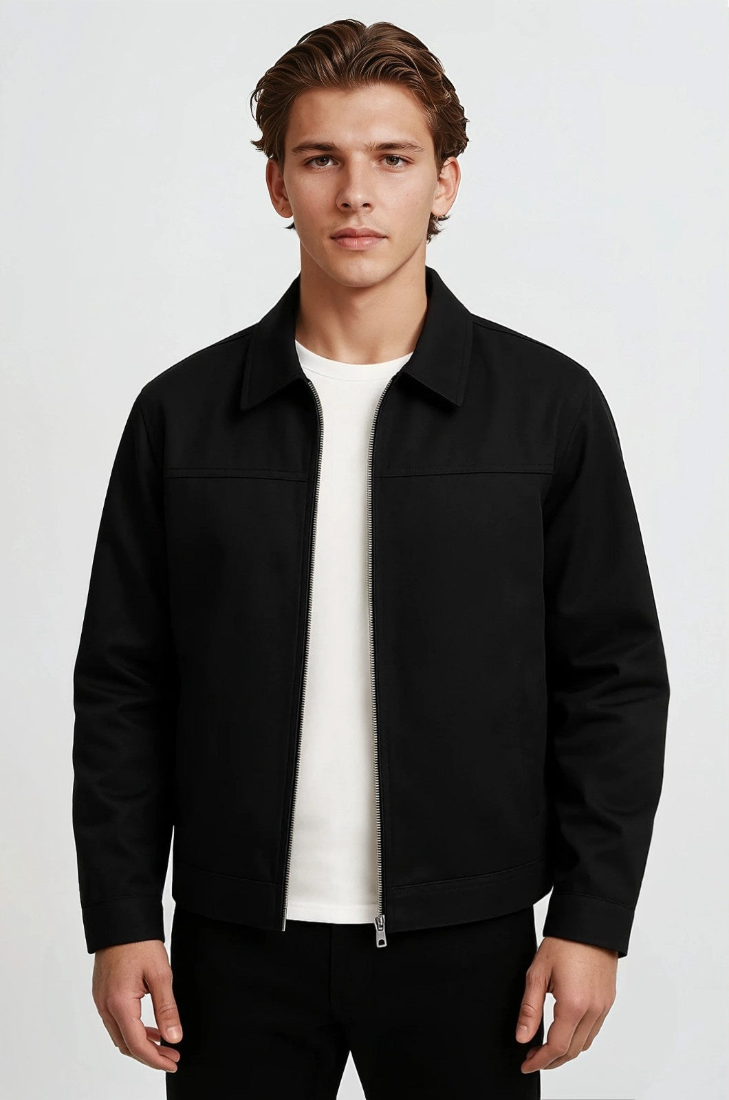 Lightweight Twill Jacket for Men – Black – Regular Fit