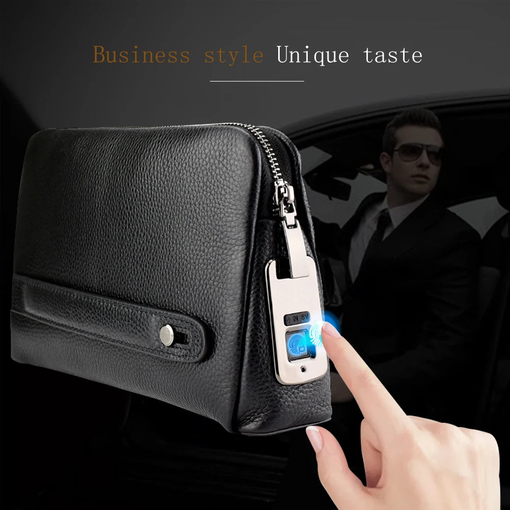 Premium Leather Fingerprint Security Bag