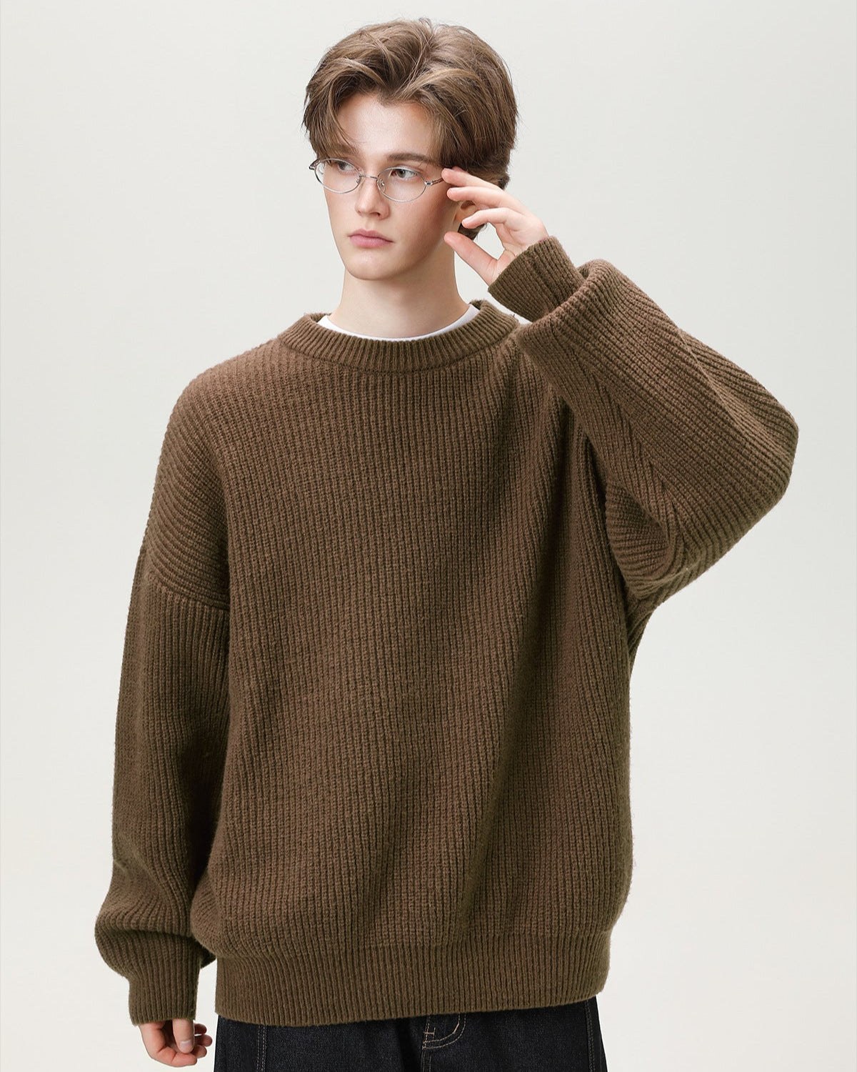Sunday Scare Oversized Knit Relaxed Crewneck Sweater