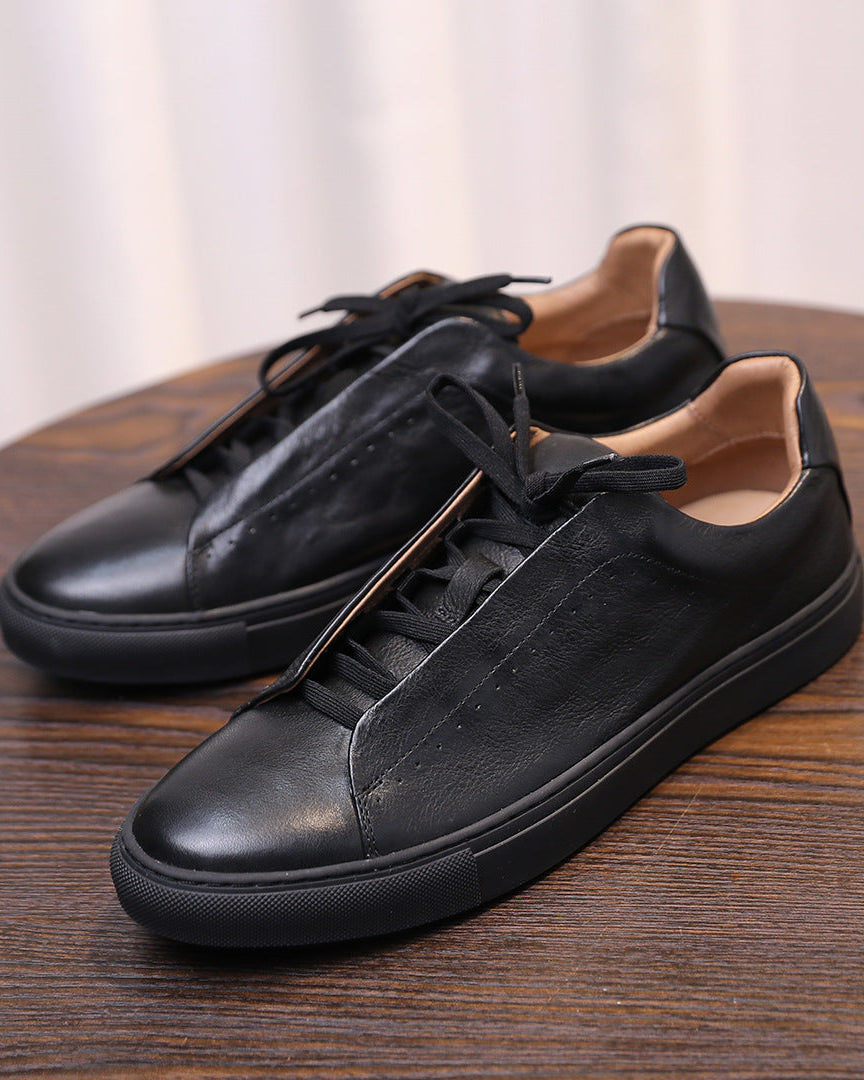The Softey® Leather Low Sneakers - Black