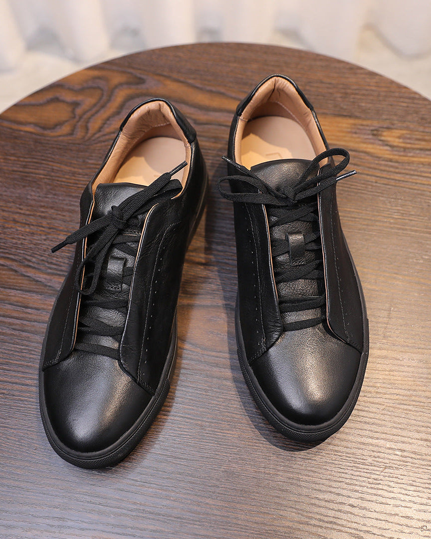 The Softey® Leather Low Sneakers - Black