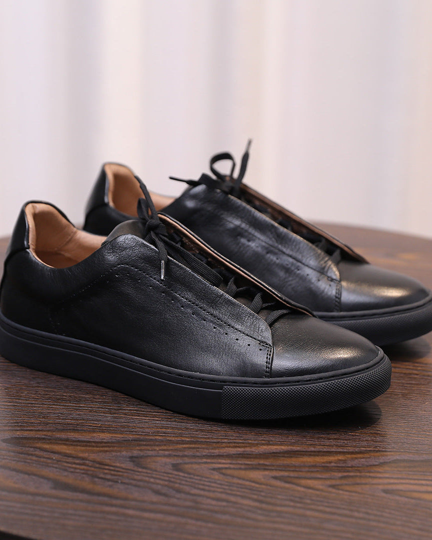 The Softey® Leather Low Sneakers - Black