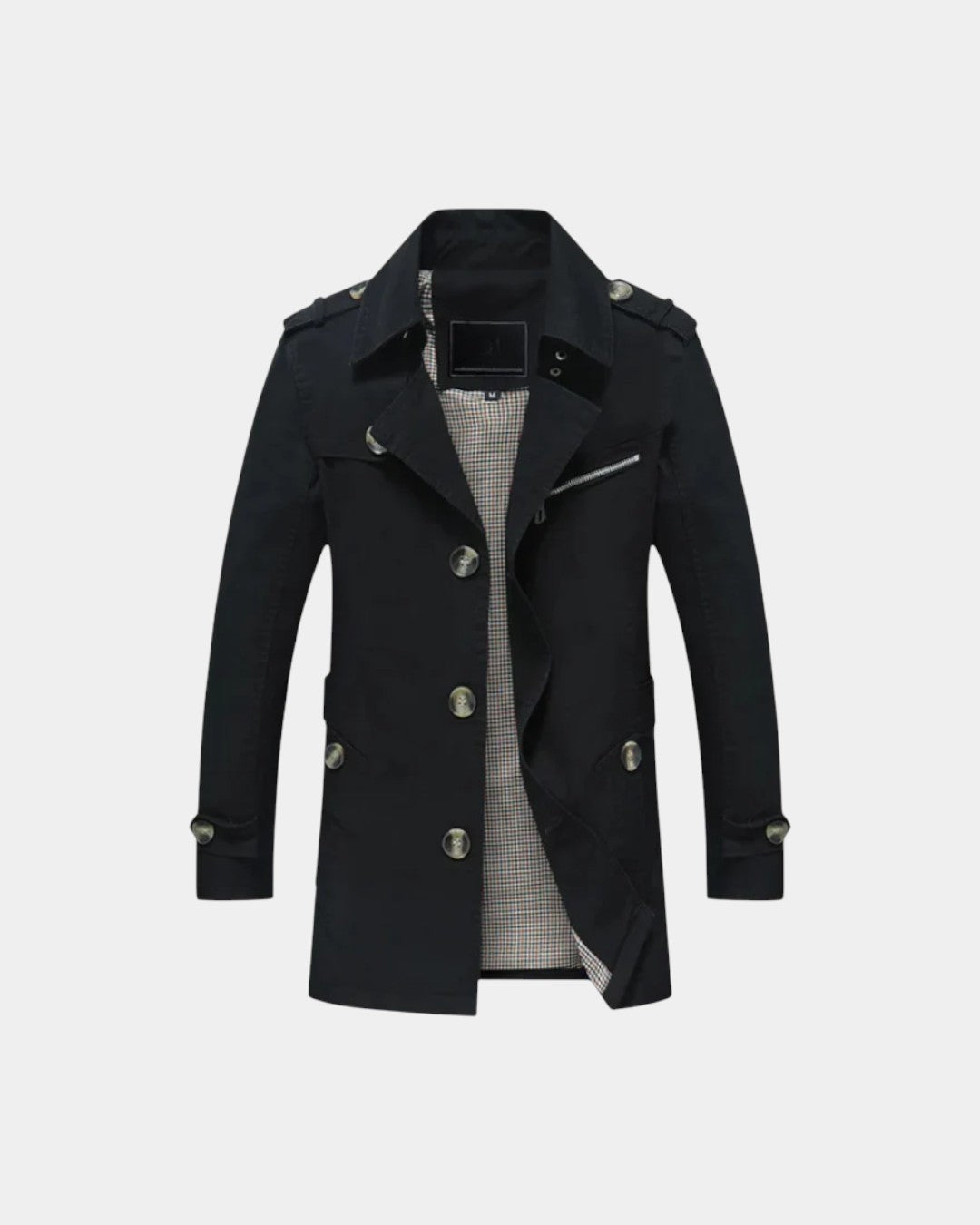 Montclair Tailored Water-Repellent Trench Coat - Black