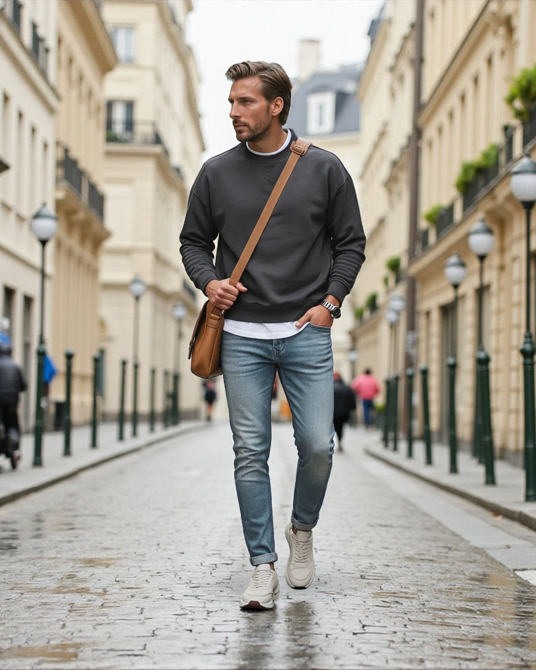 Paris Height-Lift Suede Walking Shoes - Beige