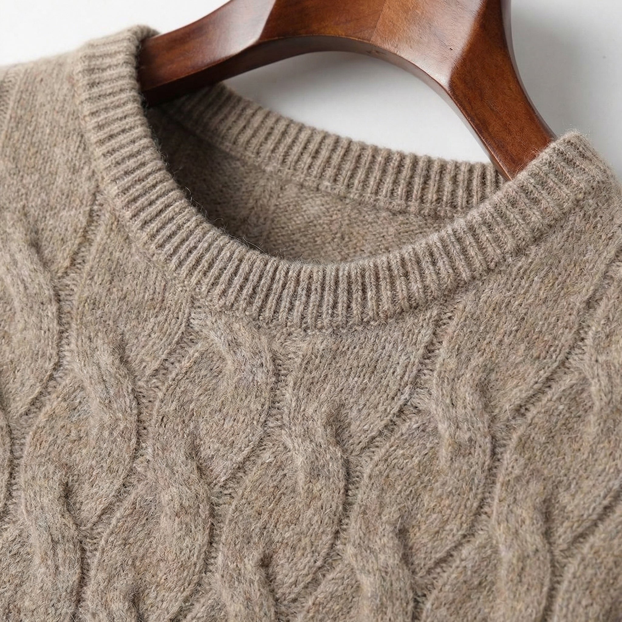 Cable-Knit Wool Sweater - Beige