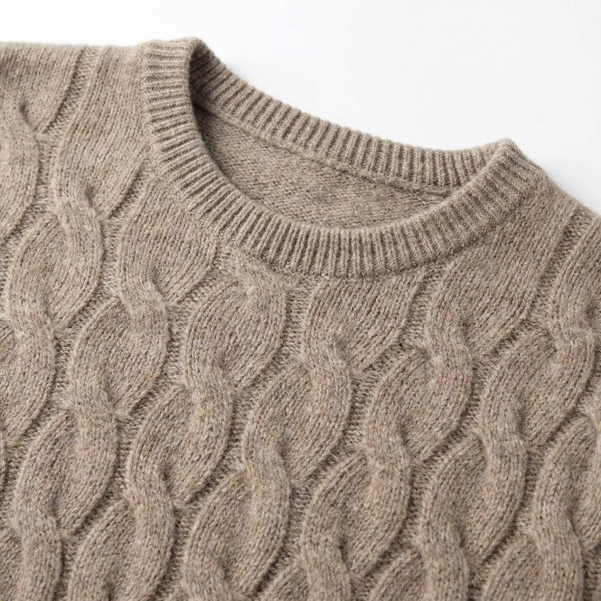 Cable-Knit Wool Sweater - Beige