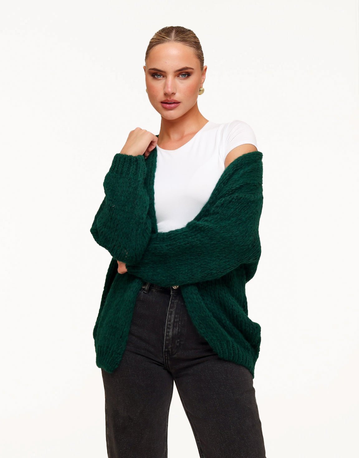 Dark Green Wool - Cardigan