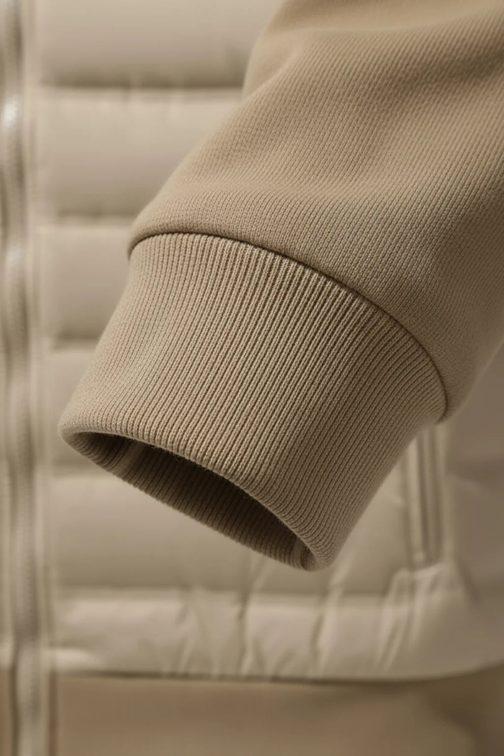 Loose Fit Hooded Jacket with Down – Khaki Beige