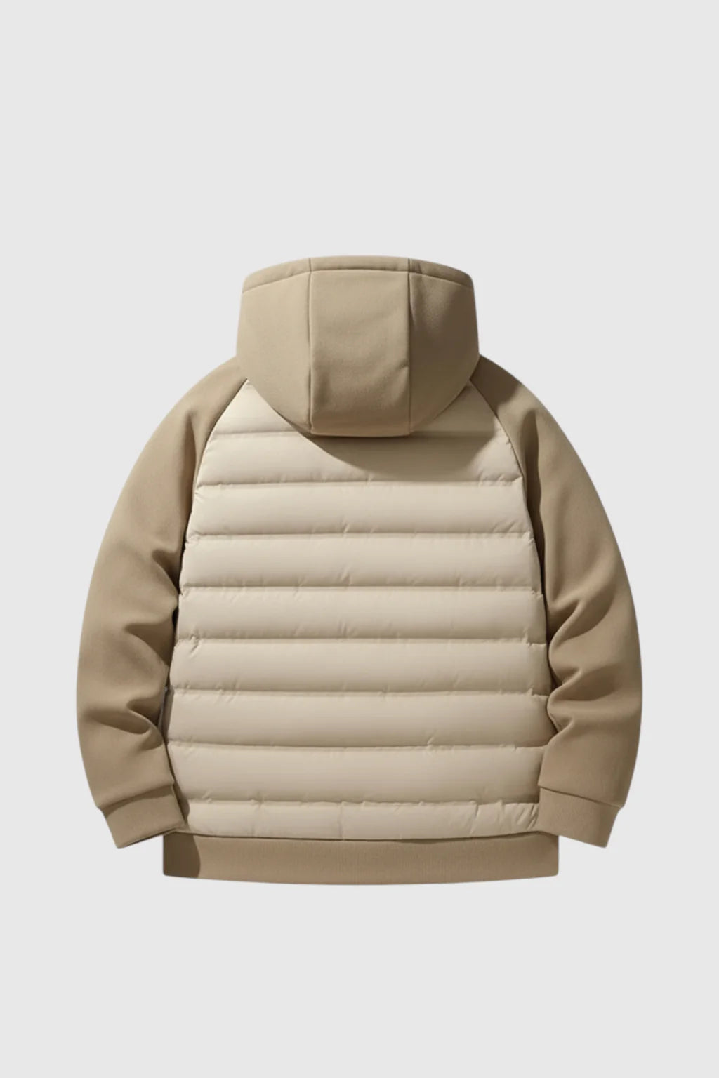 Loose Fit Hooded Jacket with Down – Khaki Beige