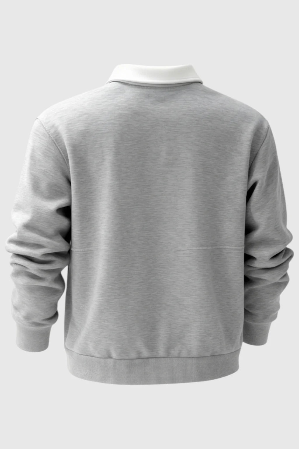 Men's Sweatshirt with Contrast Collar and Polo Neck – Gray