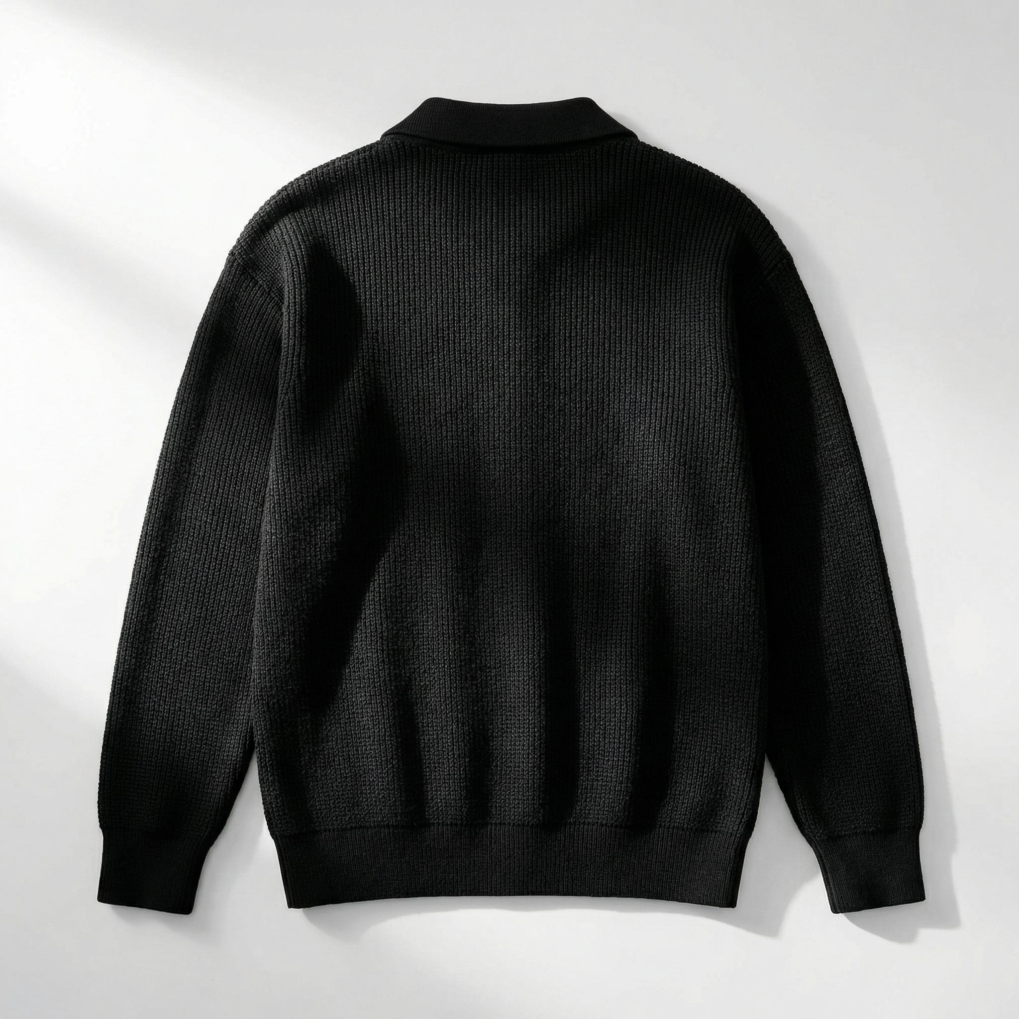 Knitted Shirt with Lapel Collar – Regular Fit Casual Knit Top with men