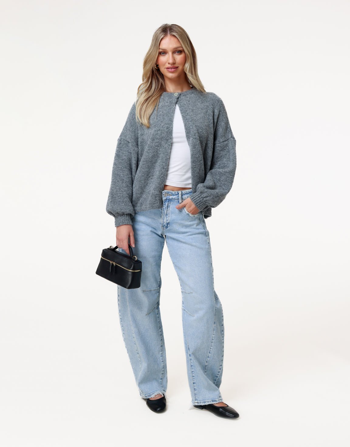 Gray Knitted Button - Cardigan