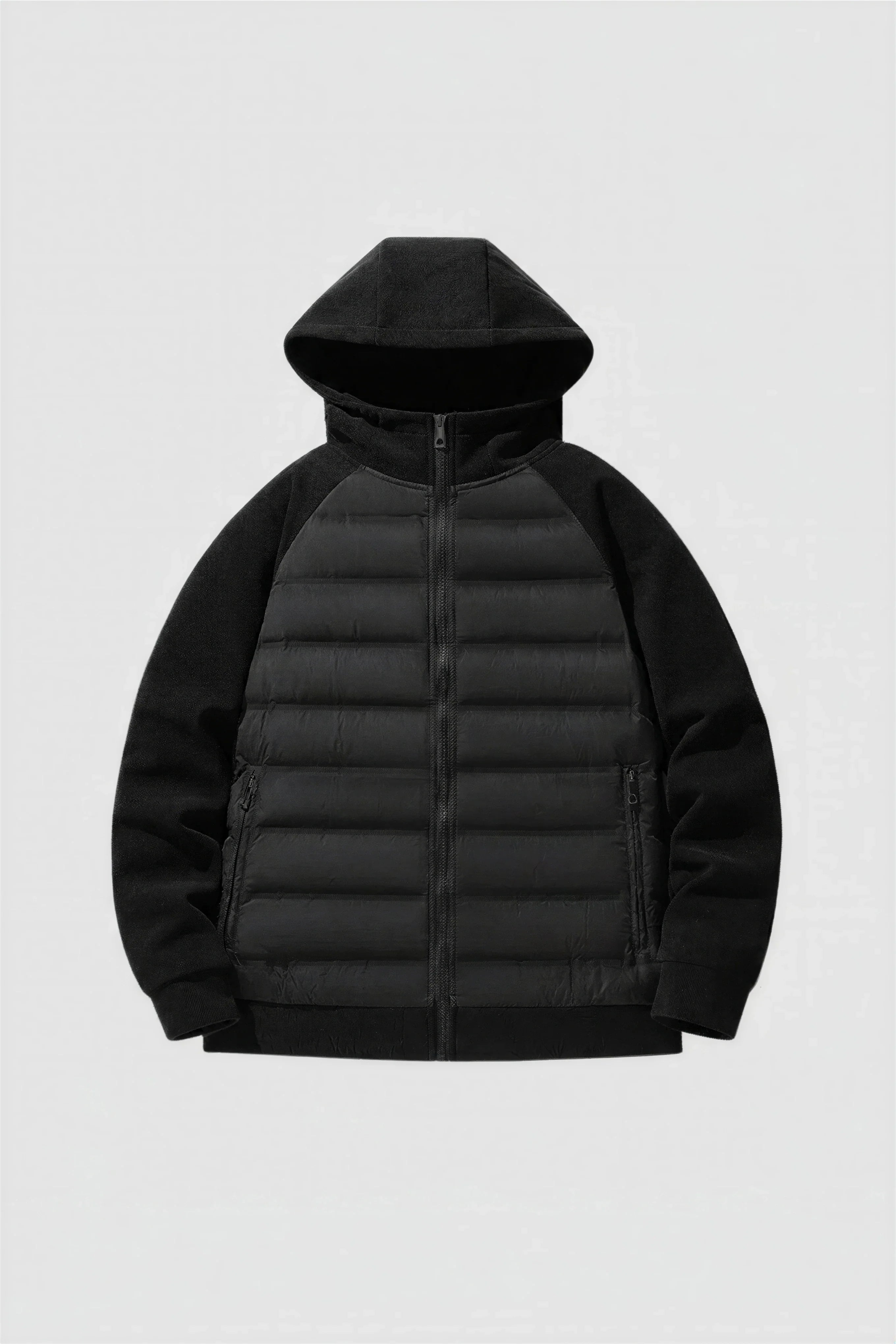 Loose Fit Hooded Jacket with Down – Black